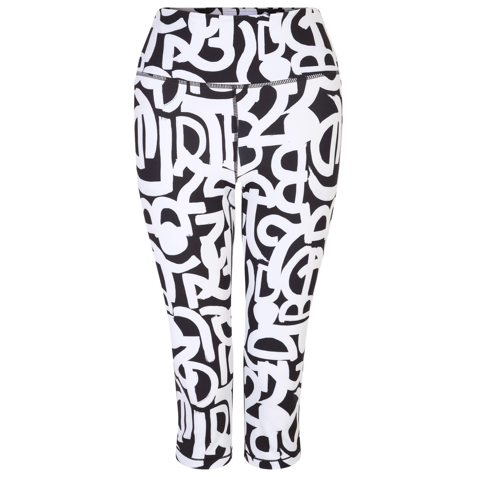 Leggings A 3/4 Graffiti Donna Dare 2B Influential Nero Bianco |  Dare 2b