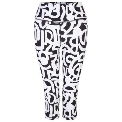 Dames influential graffiti 3/4 legging (zwart/wit)