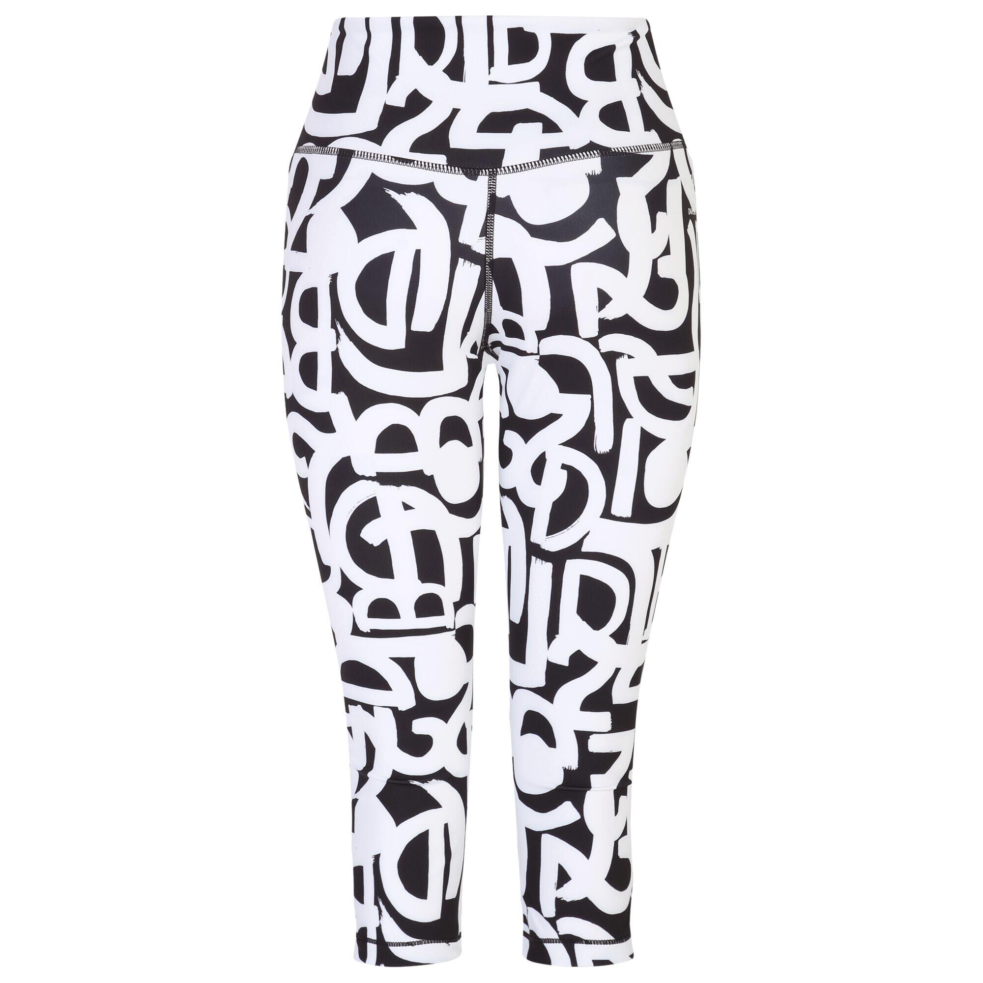 Womens/Ladies Influential Graffiti 3/4 Leggings (Black/White) 2/5