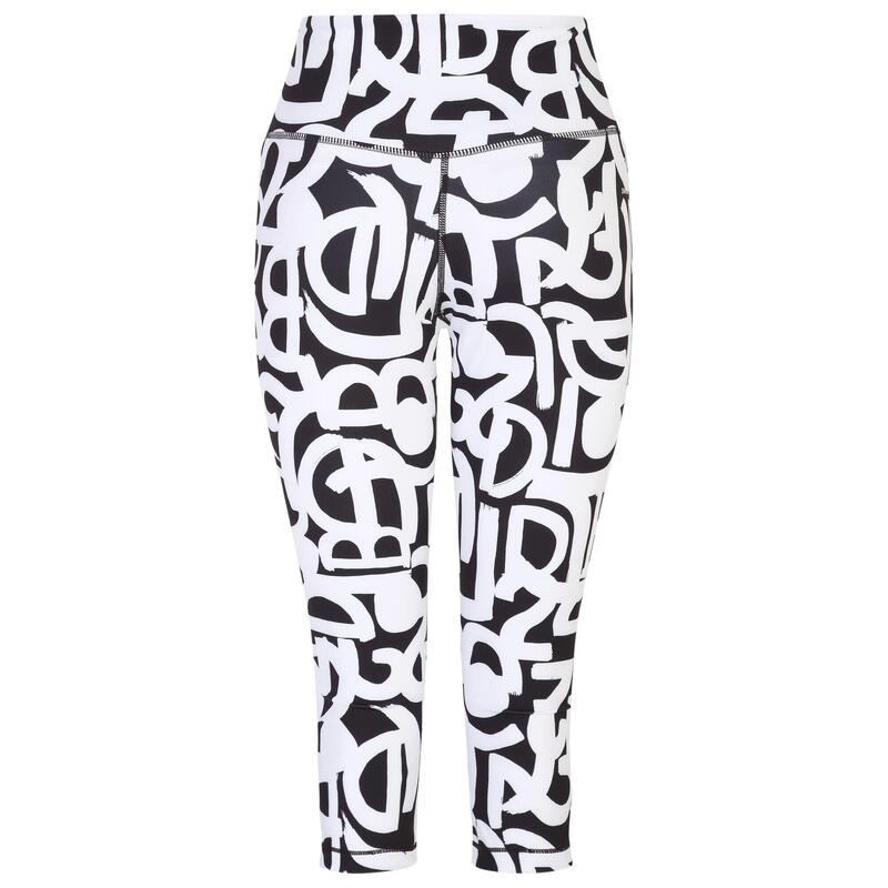 Leggings 3/4 Influential Diseño Graffitis para Mujer Negro, Blanco