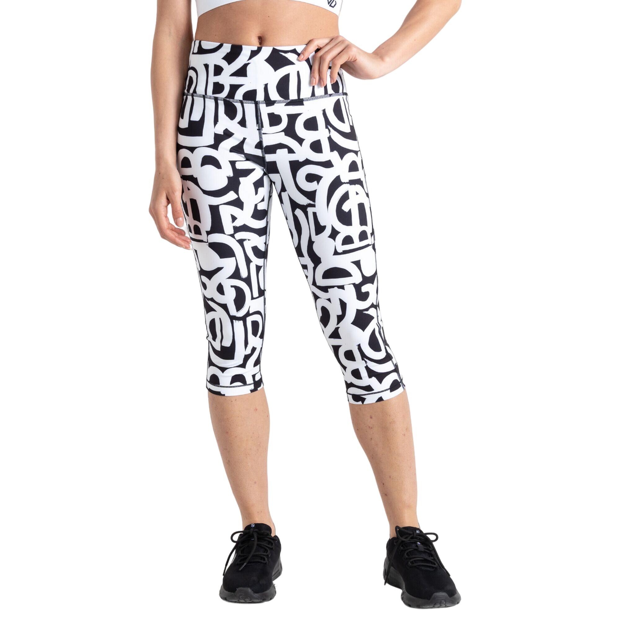 Womens/Ladies Influential Graffiti 3/4 Leggings (Black/White) 4/5