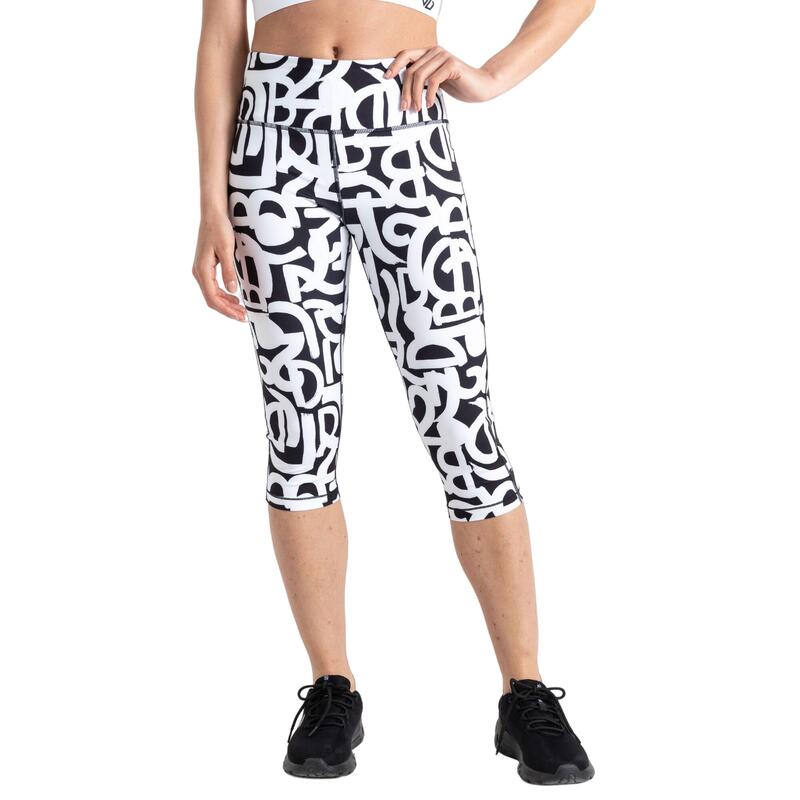 Leggings 3/4 Influential Diseño Graffitis para Mujer Negro, Blanco