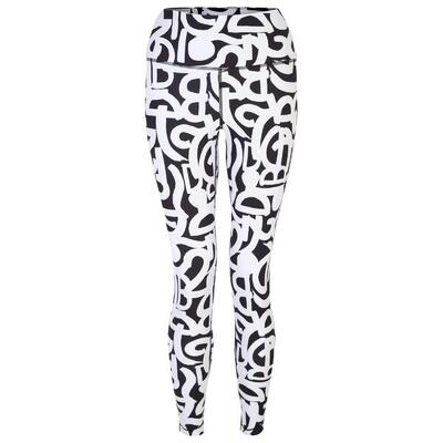 Dames invloedrijke graffiti legging (zwart/wit)