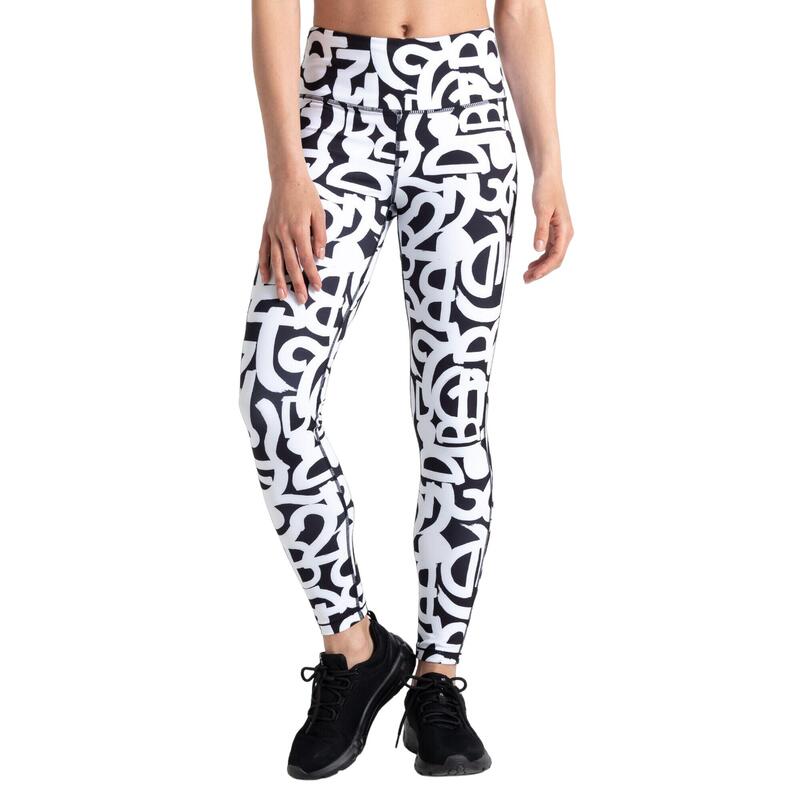 Dames Invloedrijke Graffiti Legging (Zwart/Wit)