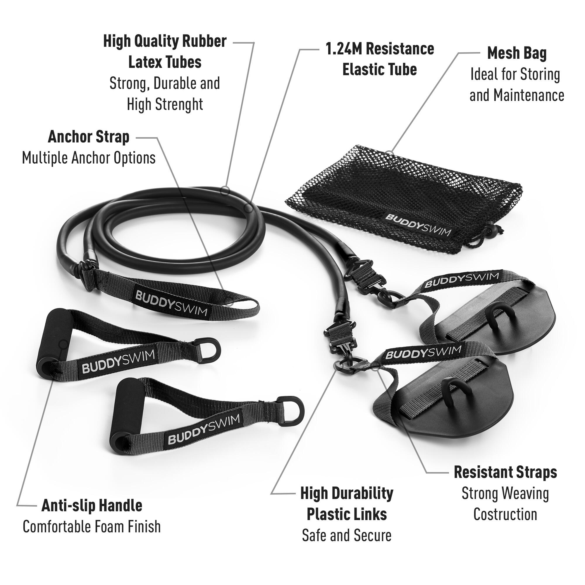 Gomas Resistencia Super Stroke Manetas y Palas intercambiables Buddyswim X-Heavy 2/6