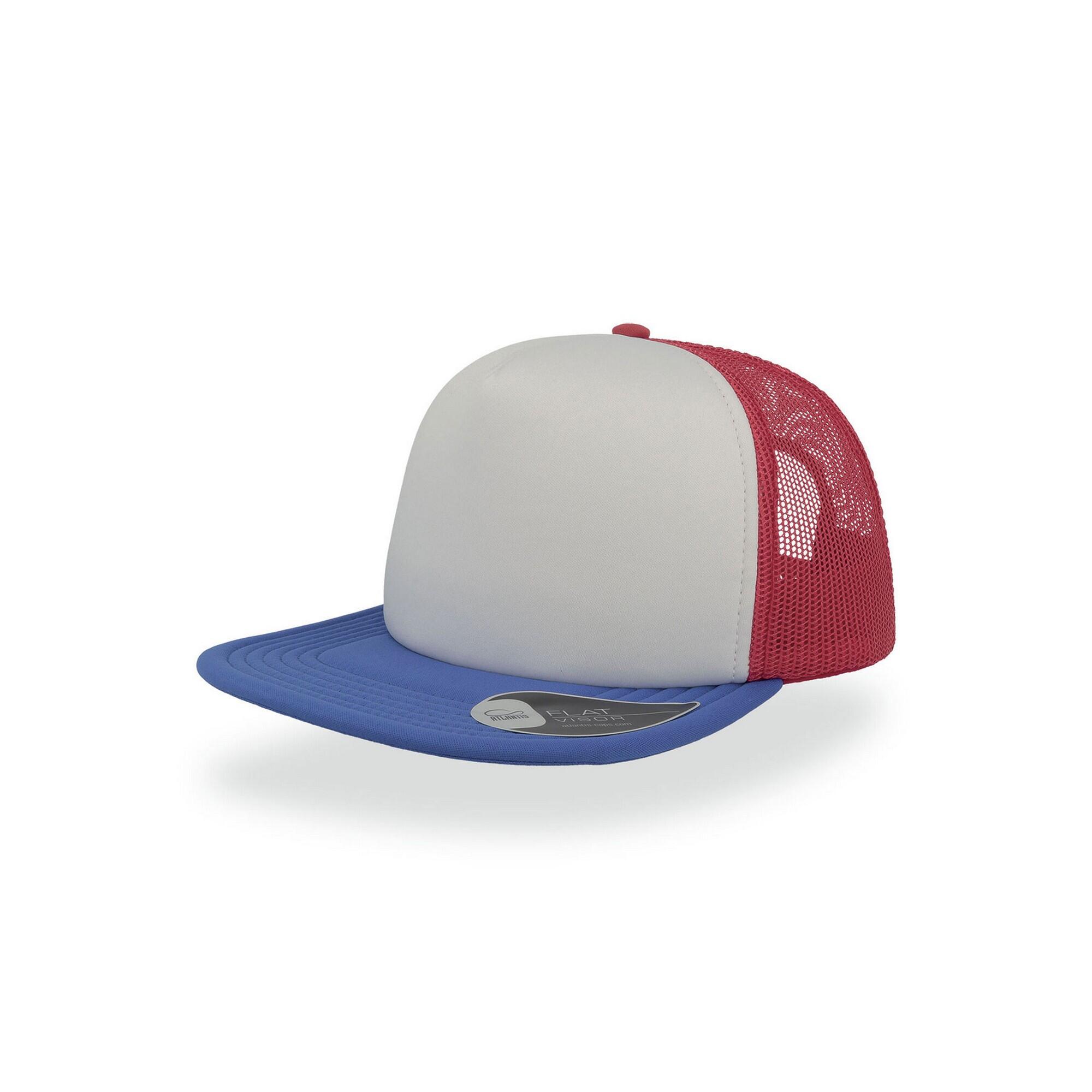 Cappello trucker SNAP 90S per adulti (bianco / rosso / blu reale)