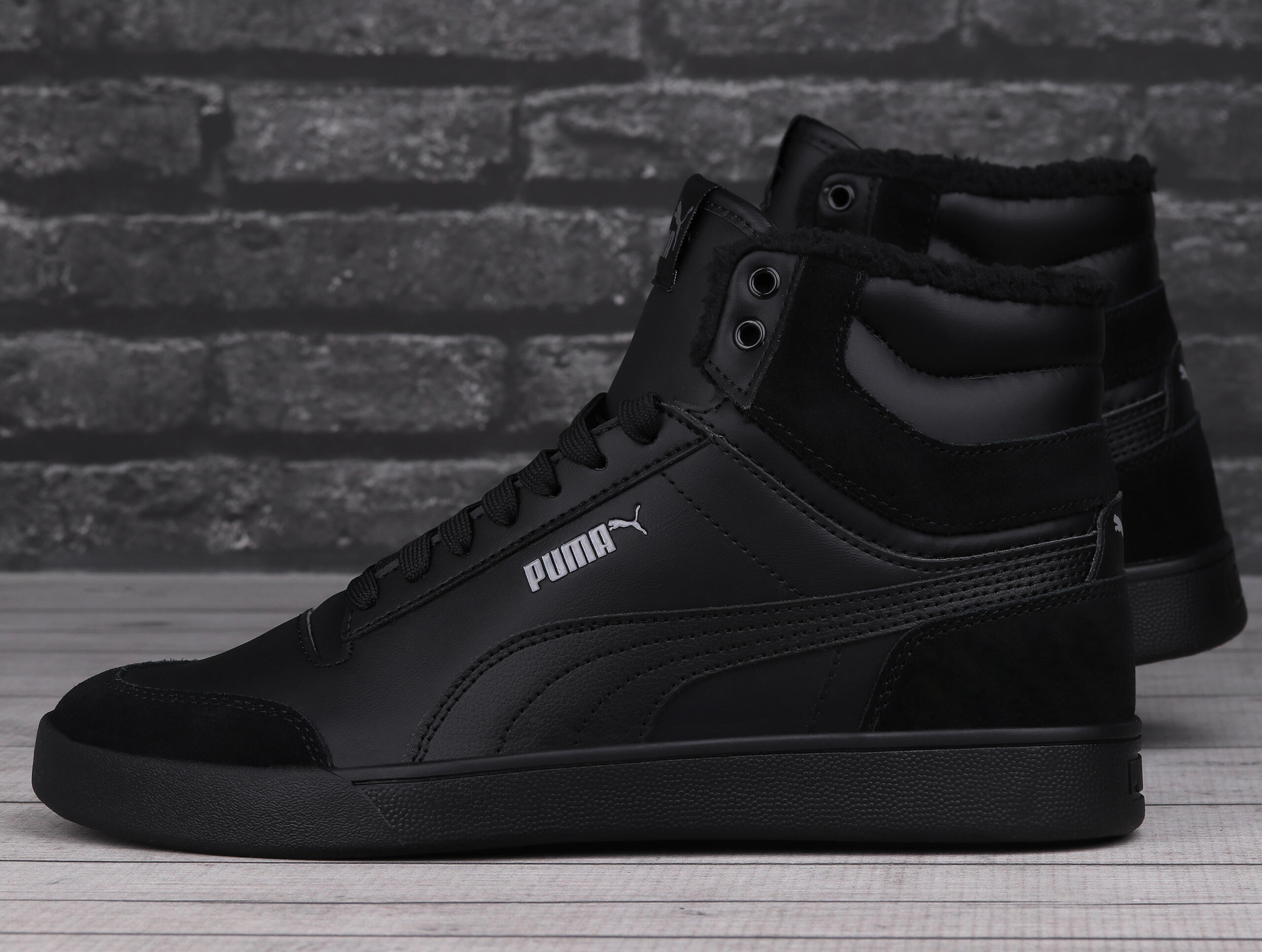 Puma Shuffle Mid Fur Herren Winter Sneaker gefüttert 387609 01 schwarz 3/7