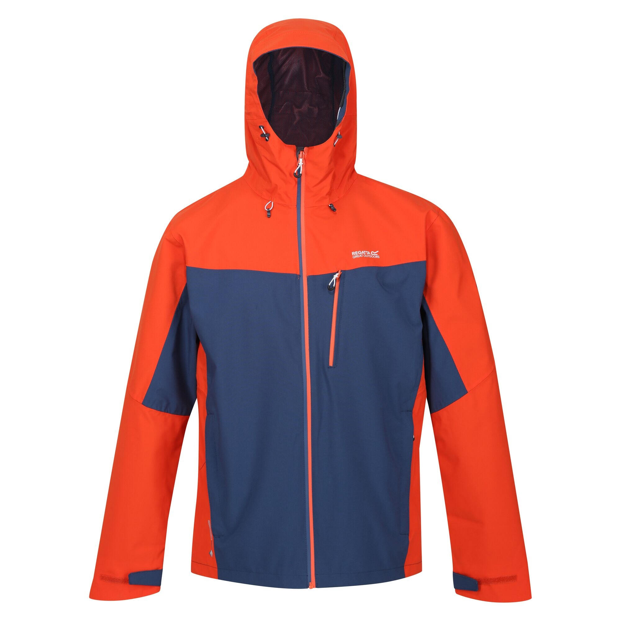 REGATTA Mens Birchdale Waterproof Hooded Jacket (Admiral Blue/Rusty Orange)