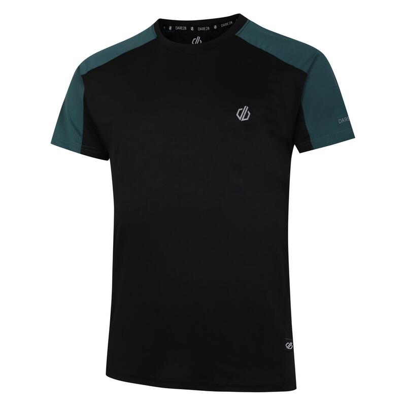 Camiseta Discernible III para Hombre Negro, Verde Mediterráneo