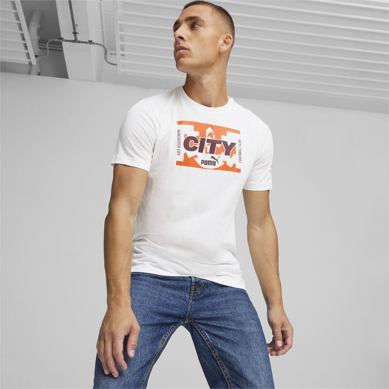 Manchester City Ftblicons T-Shirt Herren PUMA White Cayenne Pepper Orange