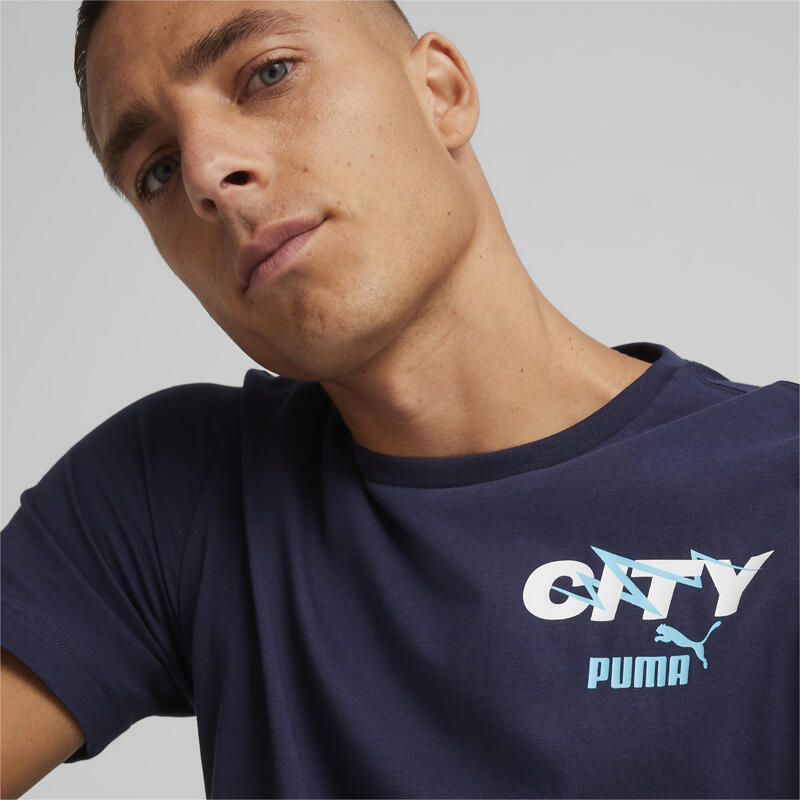 Manchester City Ftblicons T-Shirt Herren PUMA Navy White Blue