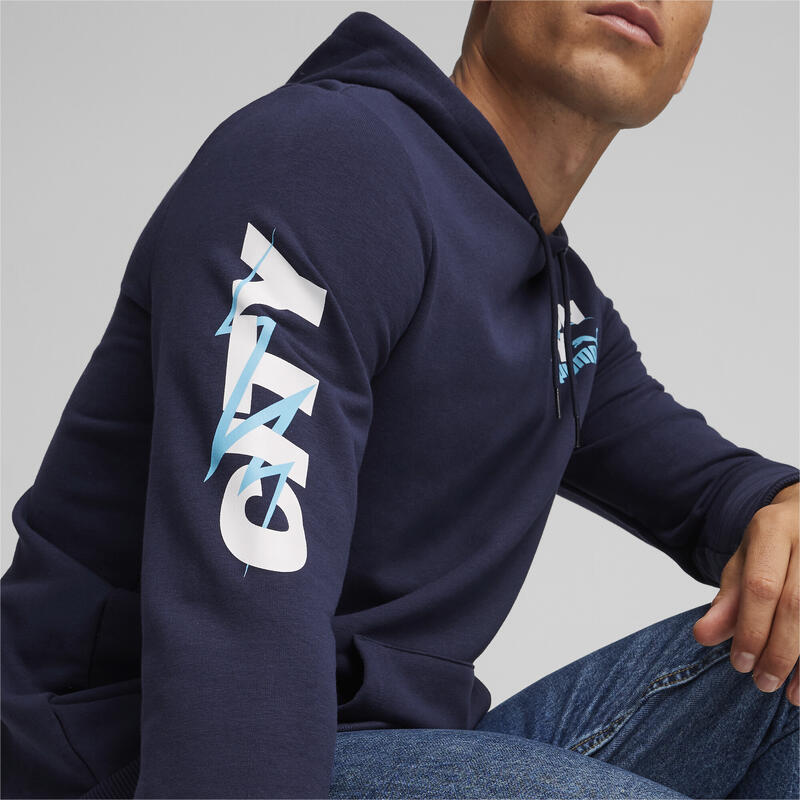 Pulóver Puma Mcfc Ftblicons Hoody, Kék, Férfiak