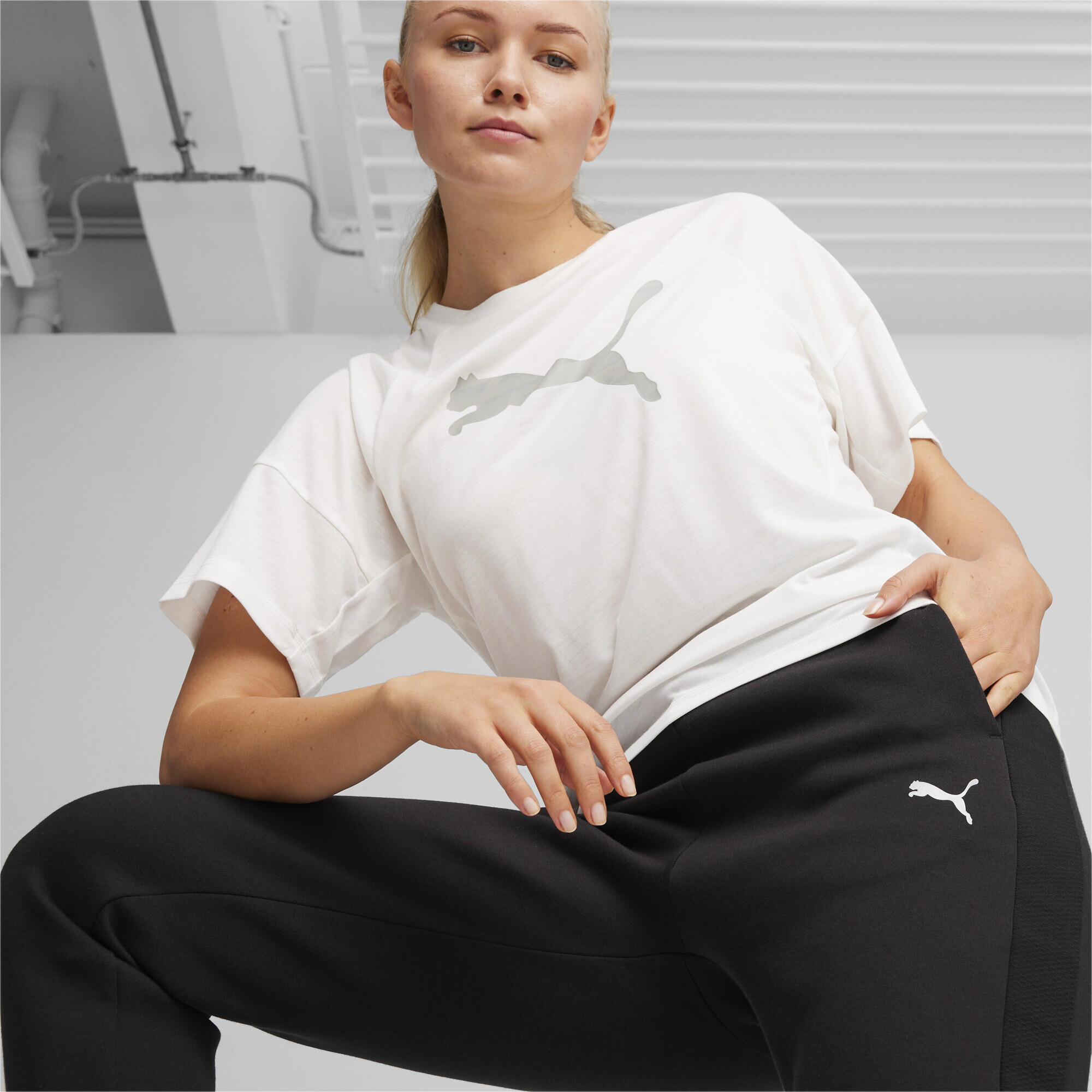 Pantaloni EVOSTRIPE a vita alta da donna PUMA Black 4/7