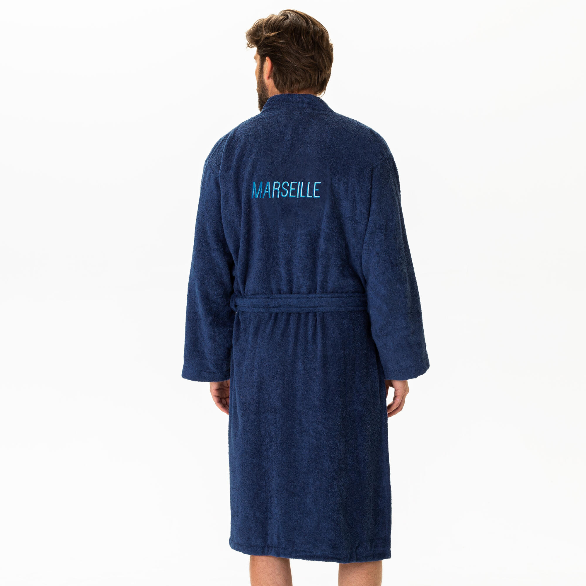 Peignoir de bain adulte 100% coton football Marseille - Ruban 2/7