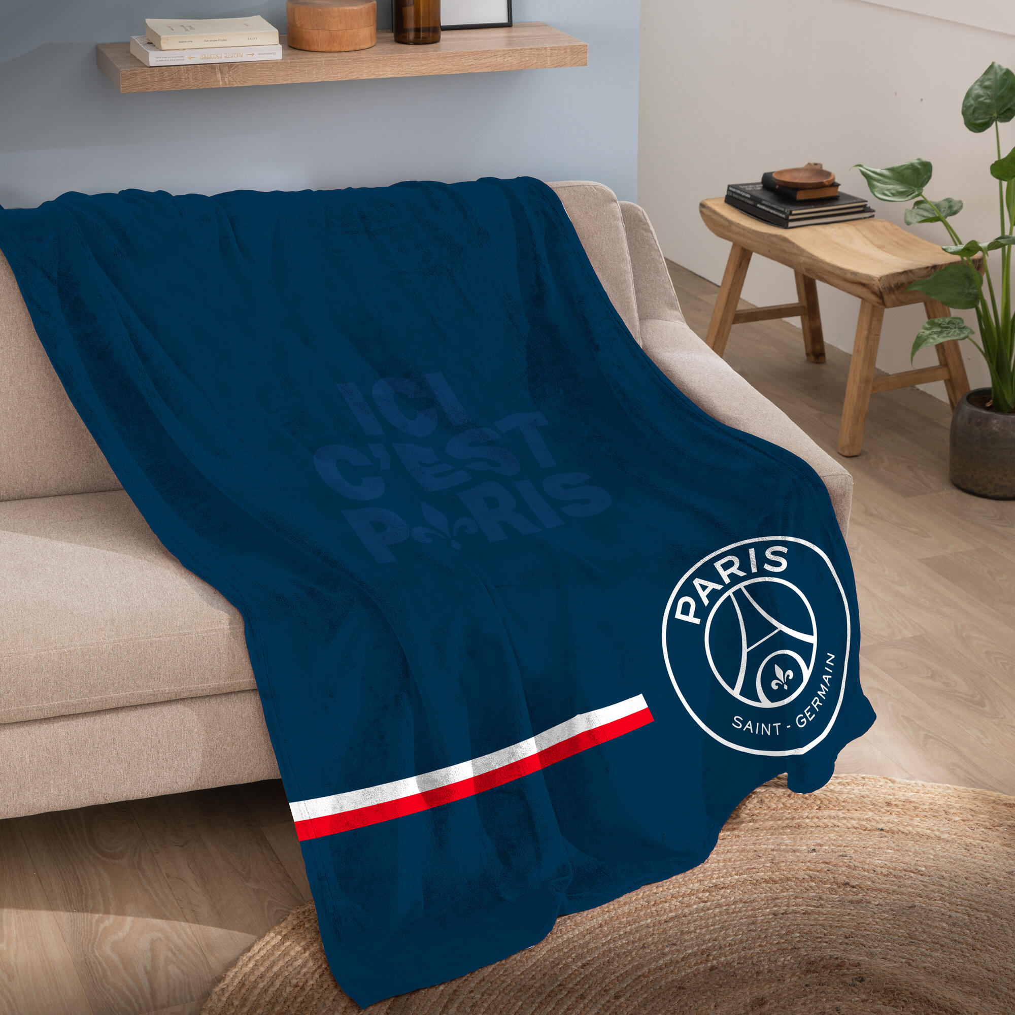Plaid cuddle 125x150 cm 100% polyester football Paris - Premium 2/3