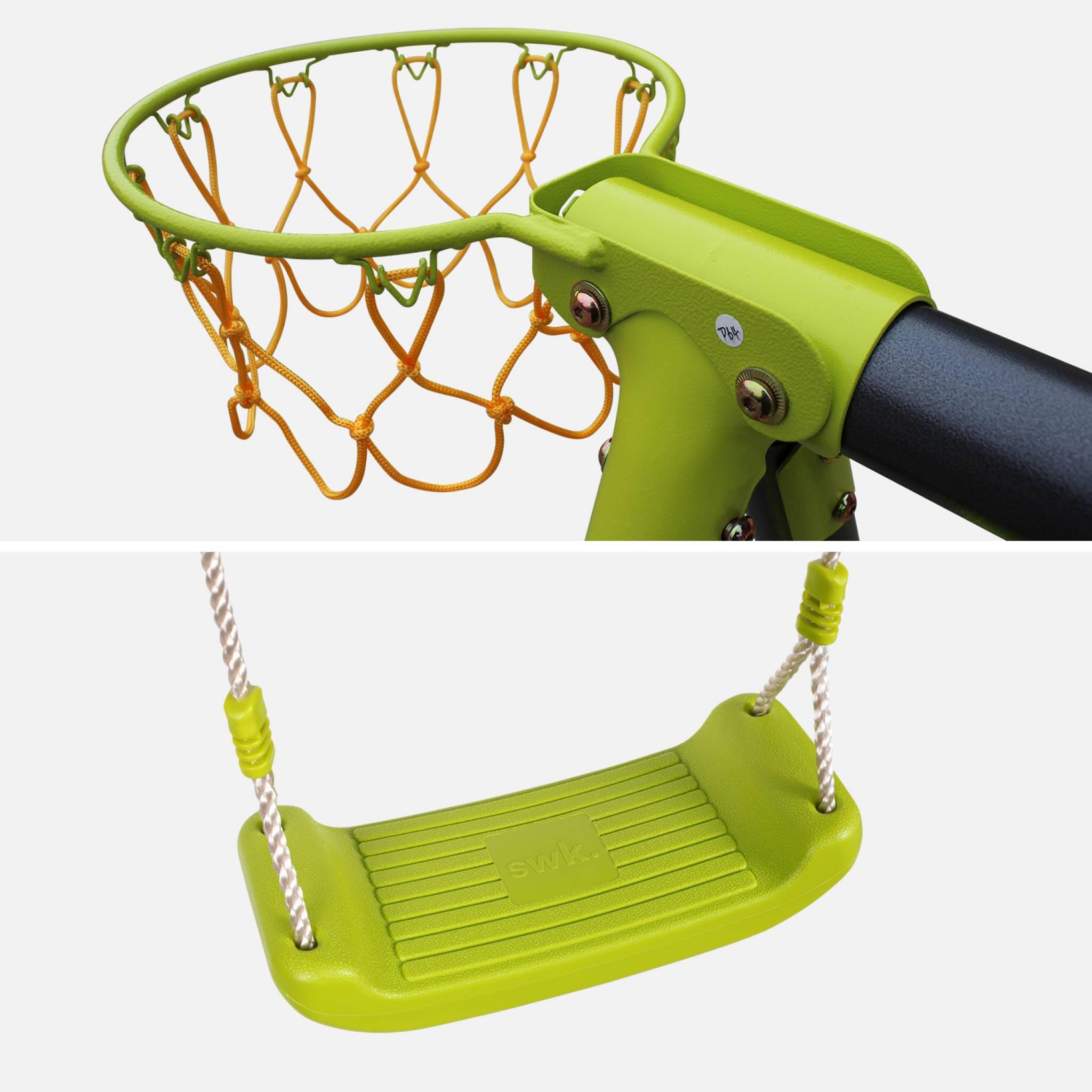 Conjunto de parque imfantil com baloiço e escorrega, Verde 5/5