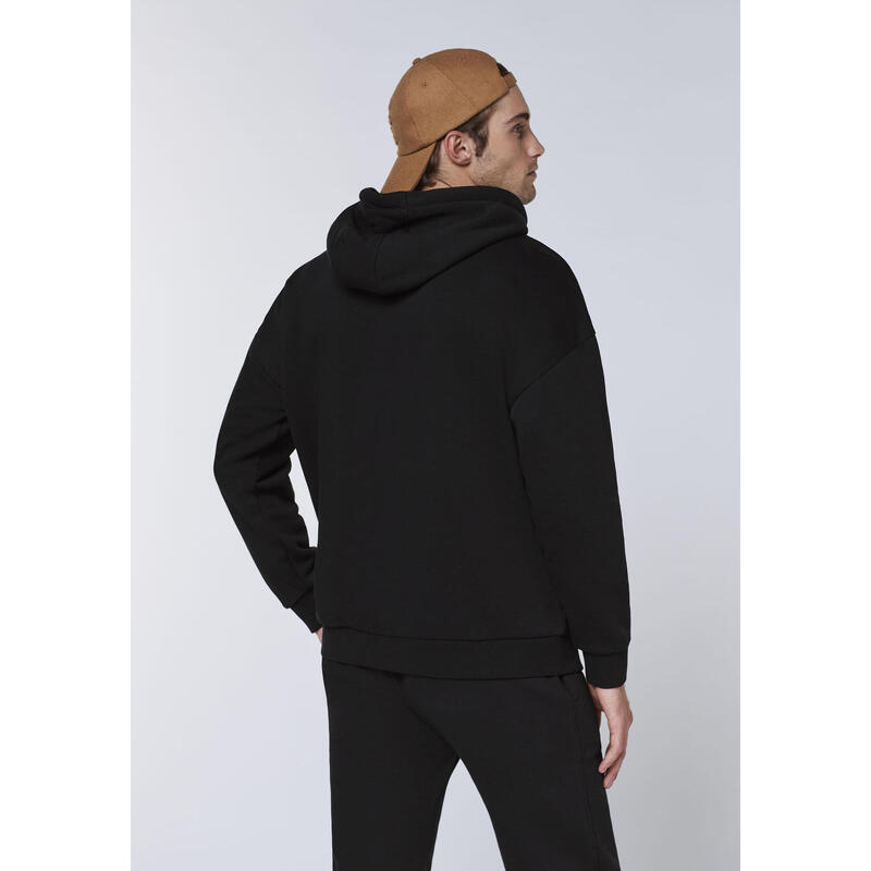 Hoodie mit gestreiftem Label-Flockprint