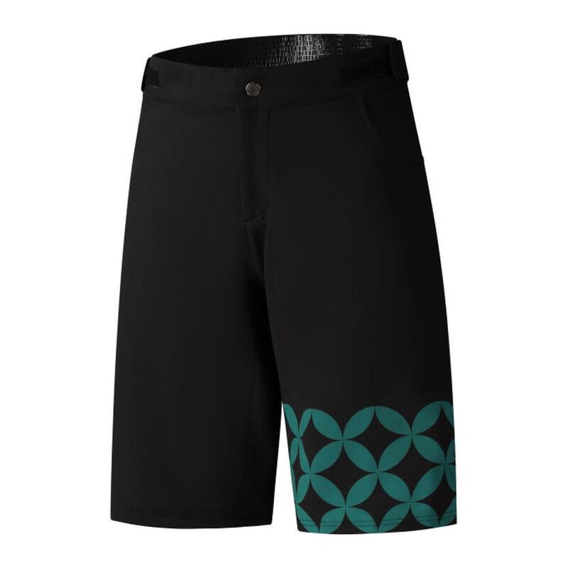 SHIMANO W's SAYAMA PRINTED SHORTS, Black/Green