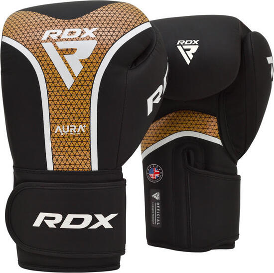 Gants de boxe RDX Aura Plus T-17 – Noir/Or – 10oz
