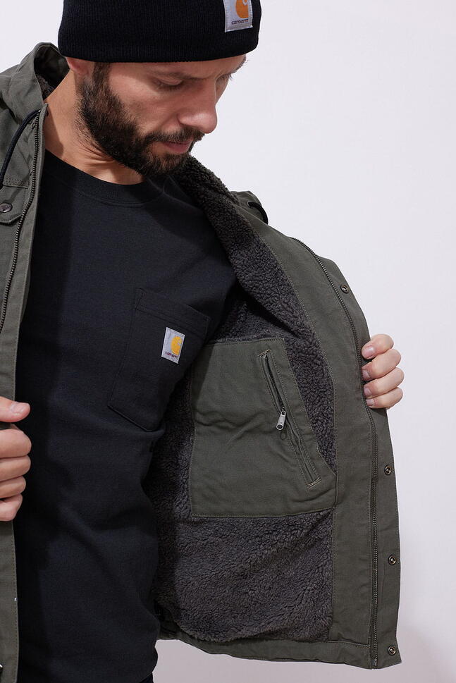 Kurtka turystyczna męska Carhartt Washed Duck Sherpa Utility ocieplana