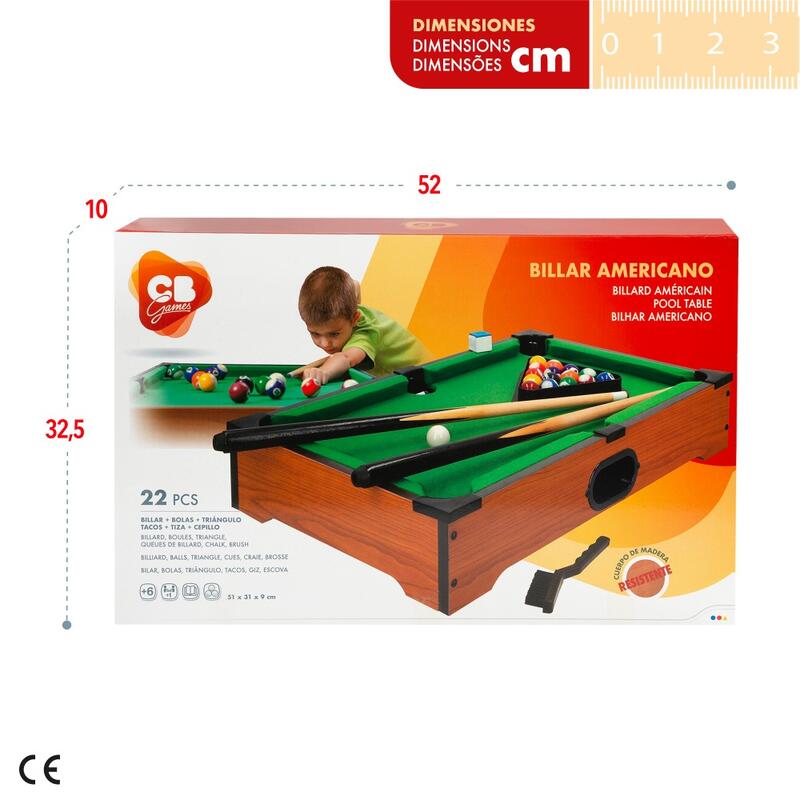 Billar para niños sobremesa madera con accesorios 51x31x90 cm CB Games