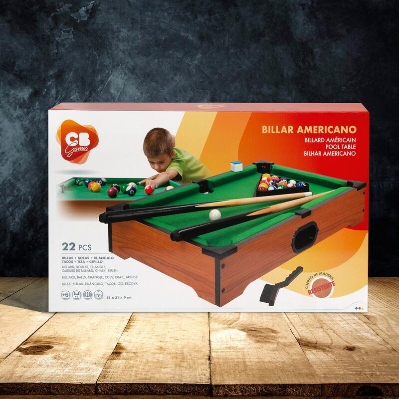 Billar para niños sobremesa madera con accesorios 51x31x90 cm CB Games