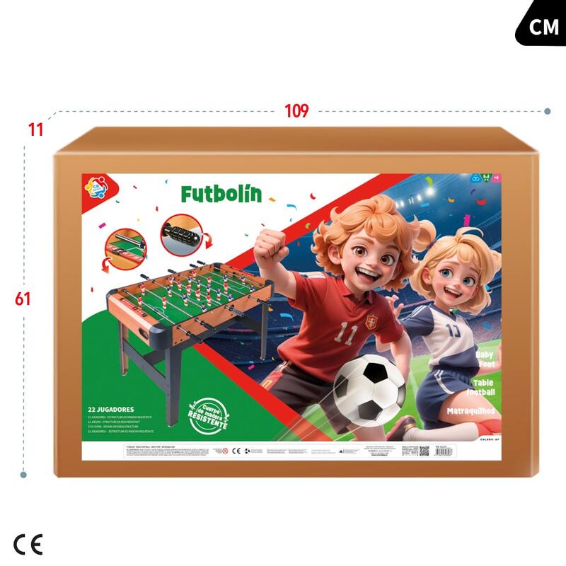 Pebolim de madeira com pernas 121x61x79 cm CB Games