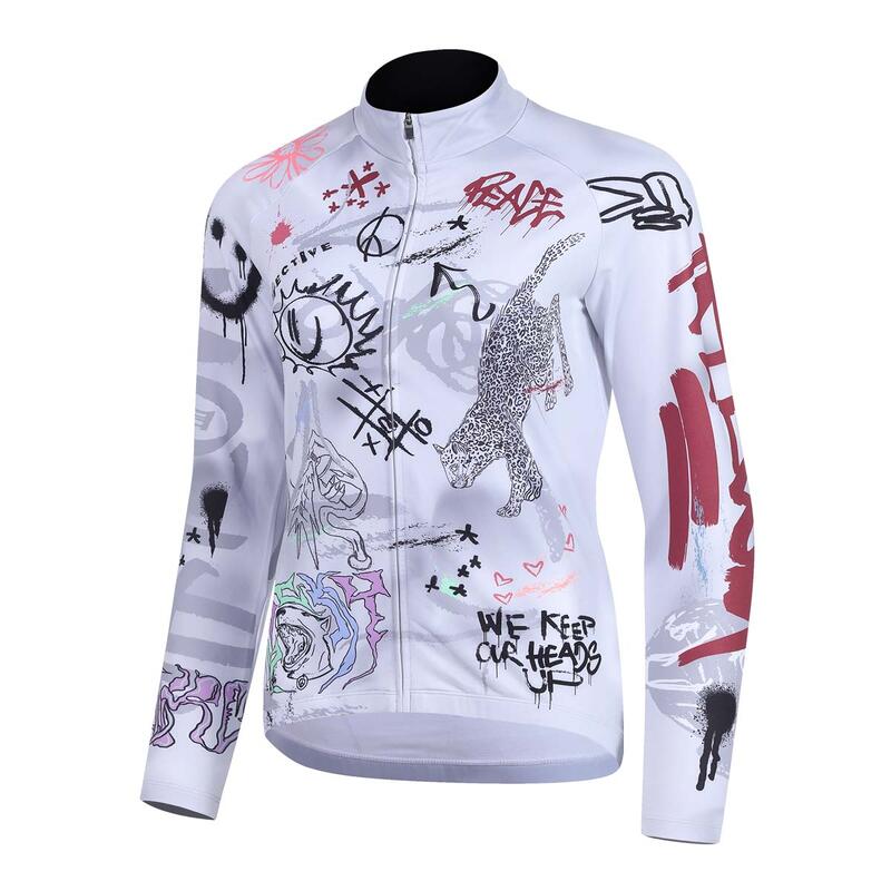 Langarmtrikot - Fahrrad - Damen - P-Paint - Natur weiß