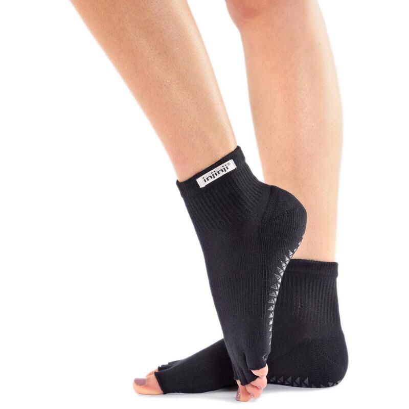 Injinji Grip Toeless Mini-Crew - Zwart - Grip sokken