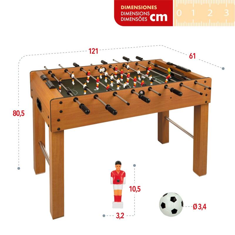 Mesa de pebolim de madeira com pés 121x61x80,5 cm CB Games