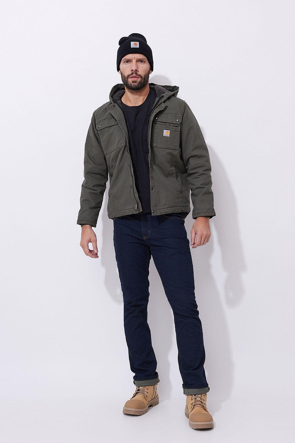 Kurtka turystyczna męska Carhartt Washed Duck Sherpa Utility ocieplana 4/4