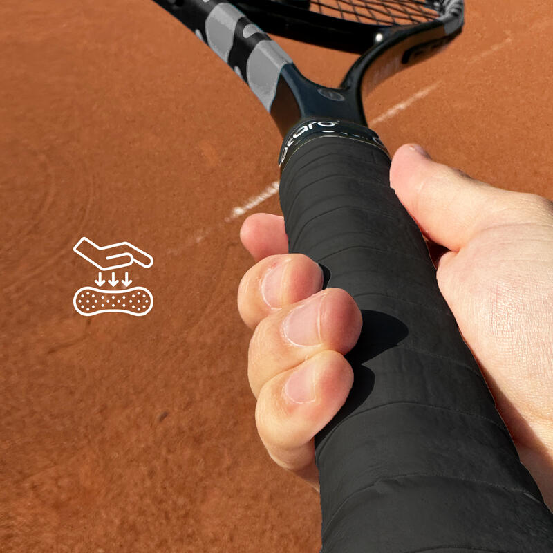 Griffband für Tennis: Overgrip 2 Stk.| plastikfrei verpackt - schwarz