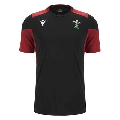 Zwart wales 2023/2024 rugby trainings t-shirt volwassenen
