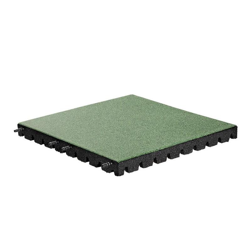 Piastrella in gomma EPDM - Verde - 50x50 cm - 45 mm - Incl. Penne