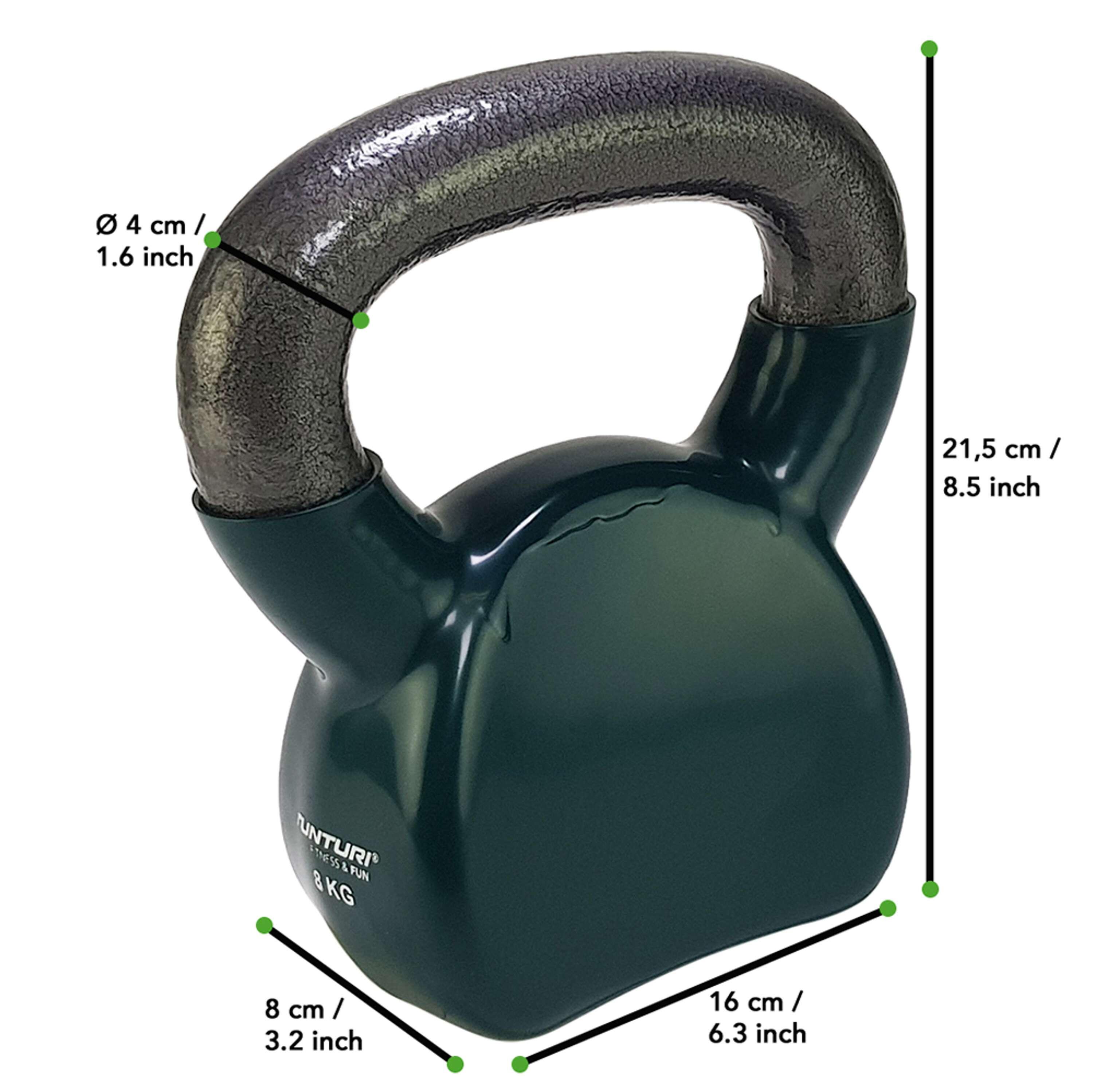 Kettlebell - Cloche de bouilloire - Vinyle - 8 kg - Vert 6/8