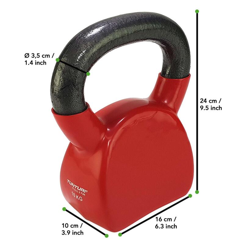 Kettlebell litinový ve vinylu TUNTURI 10 kg červený