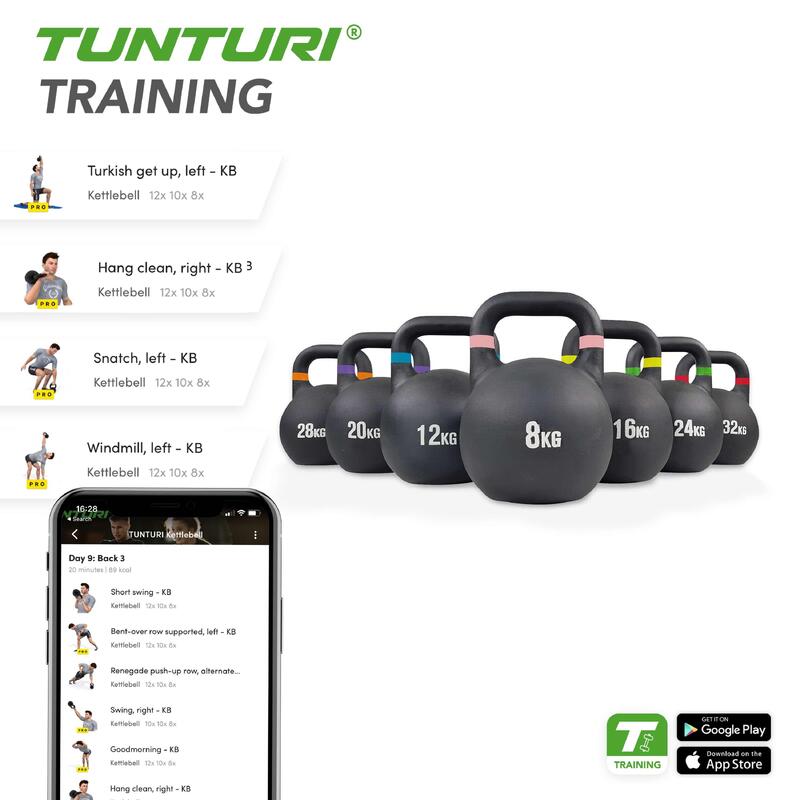 Tunturi Competition Kettlebell Kugelhantel 28 kg Schwarz