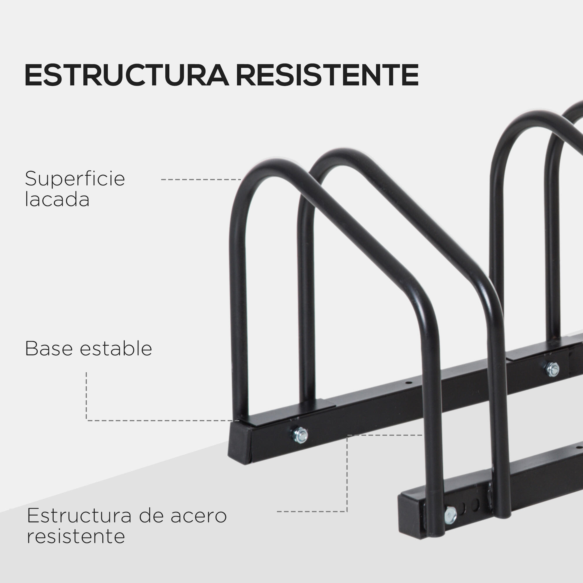 Aparcamiento para Bicicletas HOMCOM 76x33x27 cm Negro 6/7