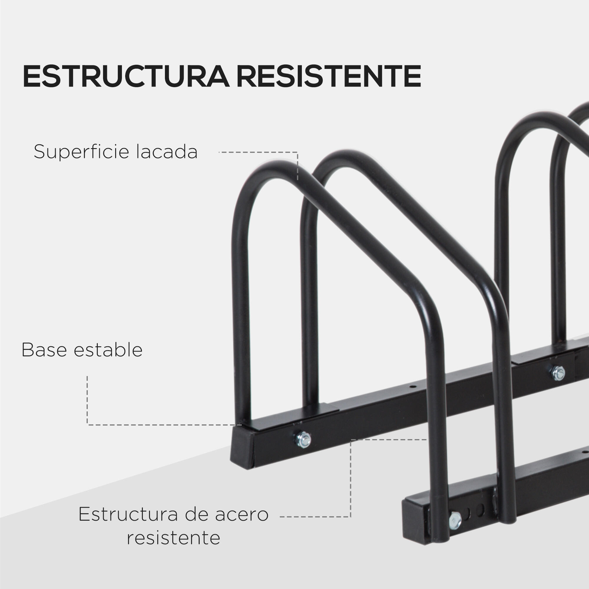 Aparcamiento para Bicicletas HOMCOM 110x33x27 cm Negro 6/7