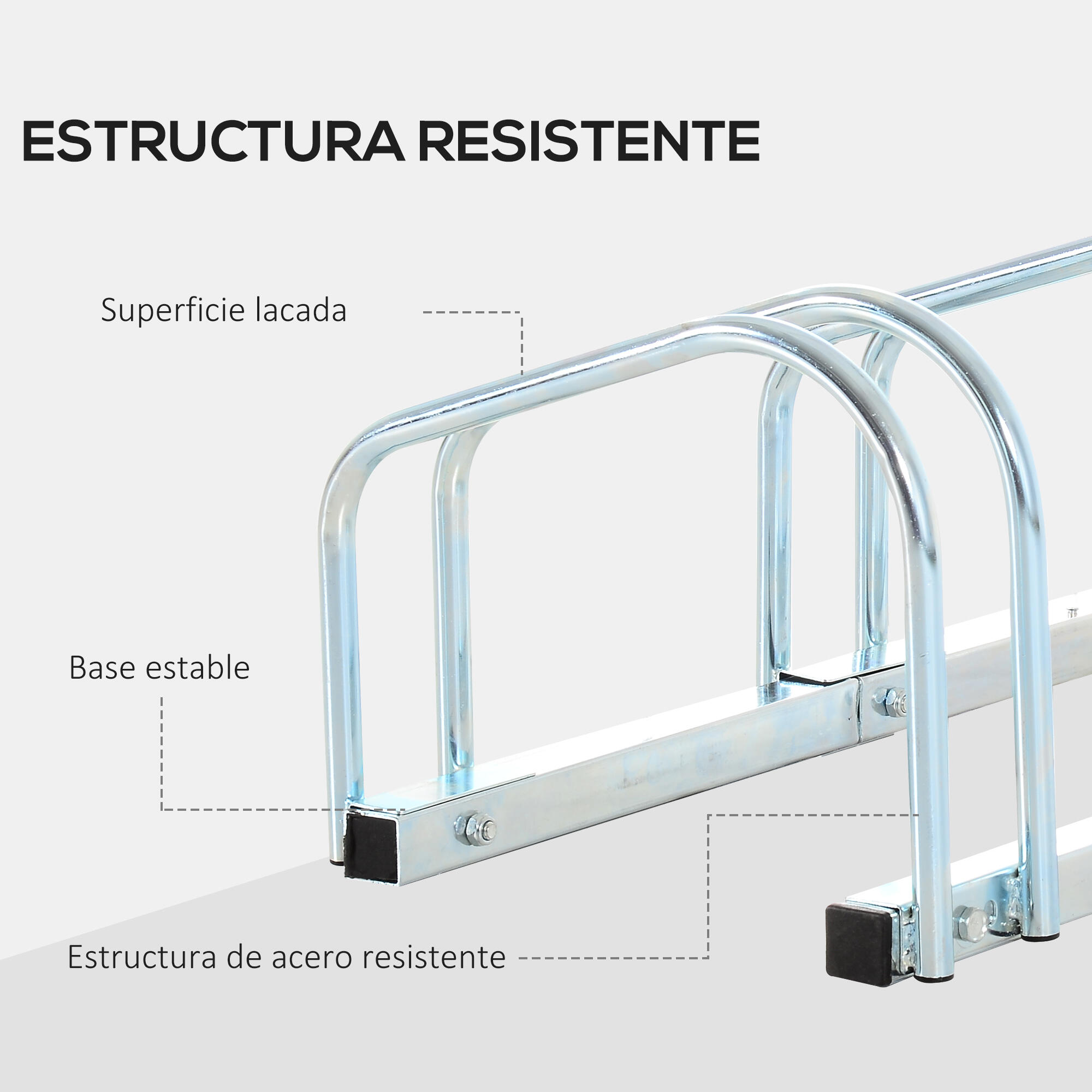 Aparcamiento para Bicicletas HOMCOM 179x33x27 cm Plata 4/6