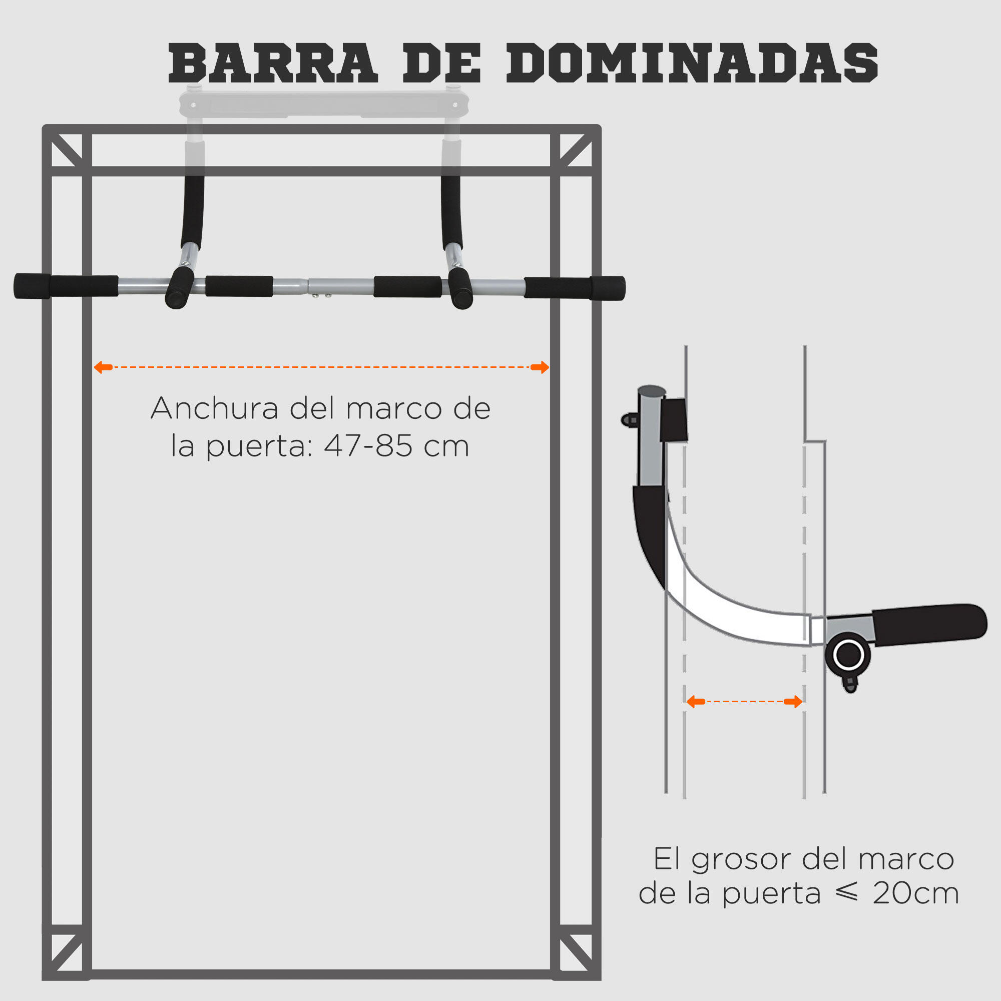 Barra de elevações 92x40x17 cm preto HOMCOM 7/7