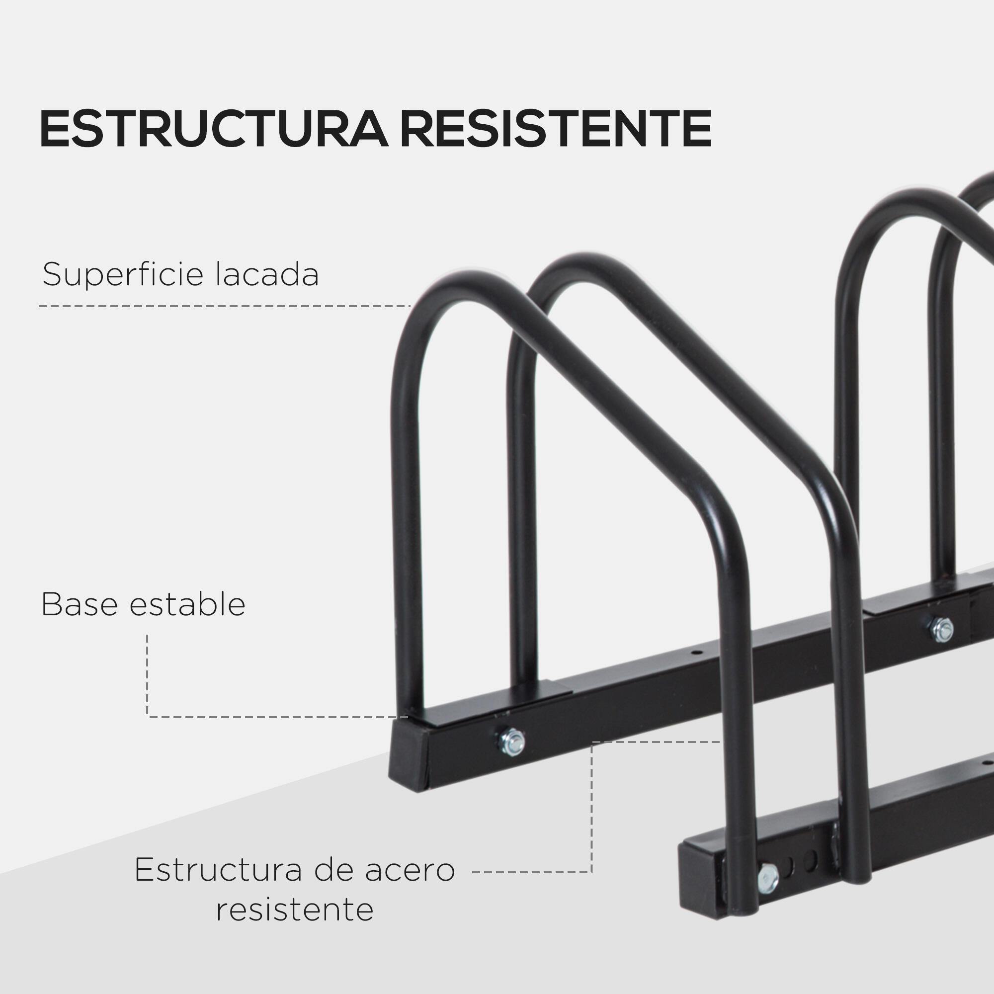 Aparcamiento para Bicicletas HOMCOM 179x33x27 cm Negro 6/7