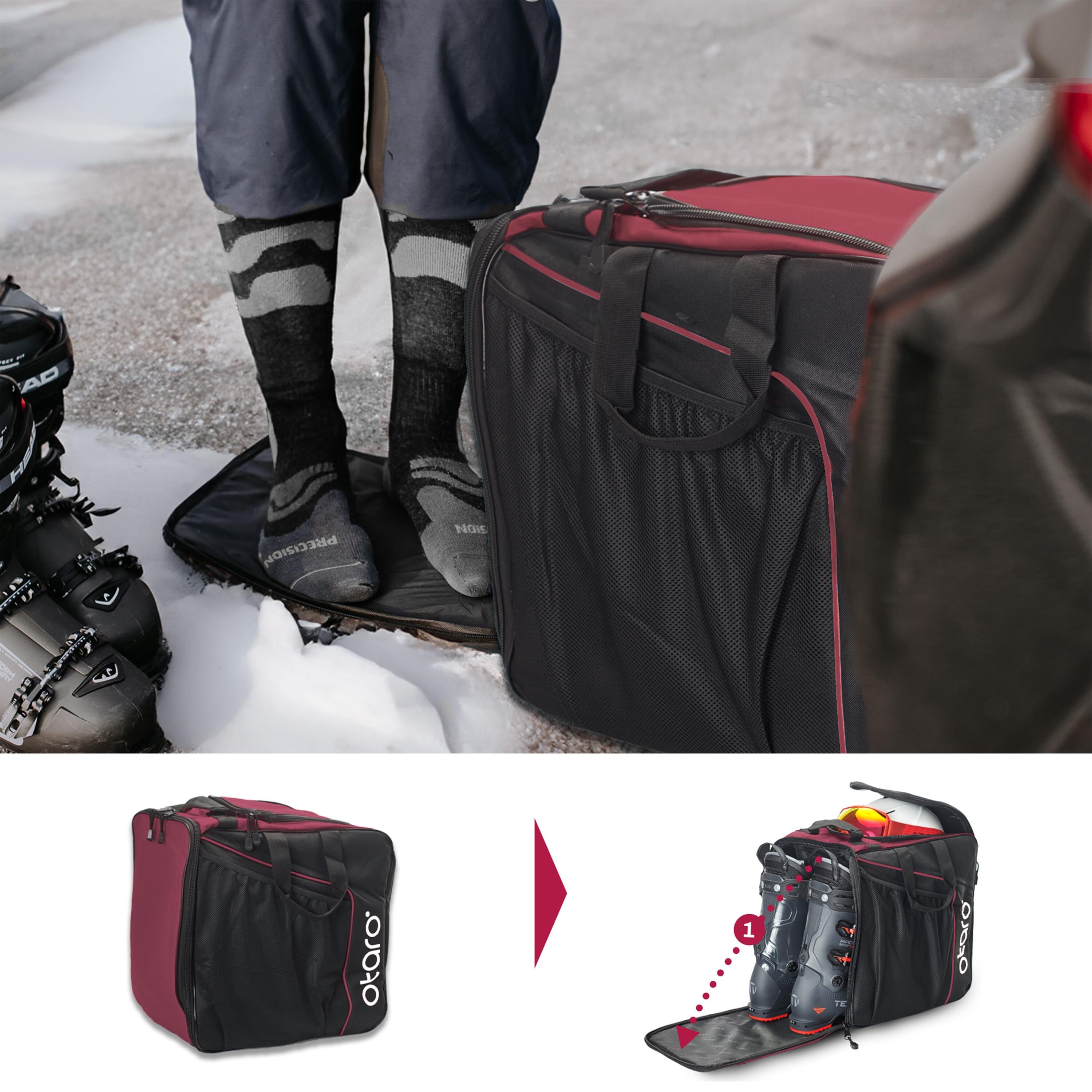 Skischuhtasche mit Helmfach, Schultergurt & Aufstandfläche | Classic 44L Rot 3/7