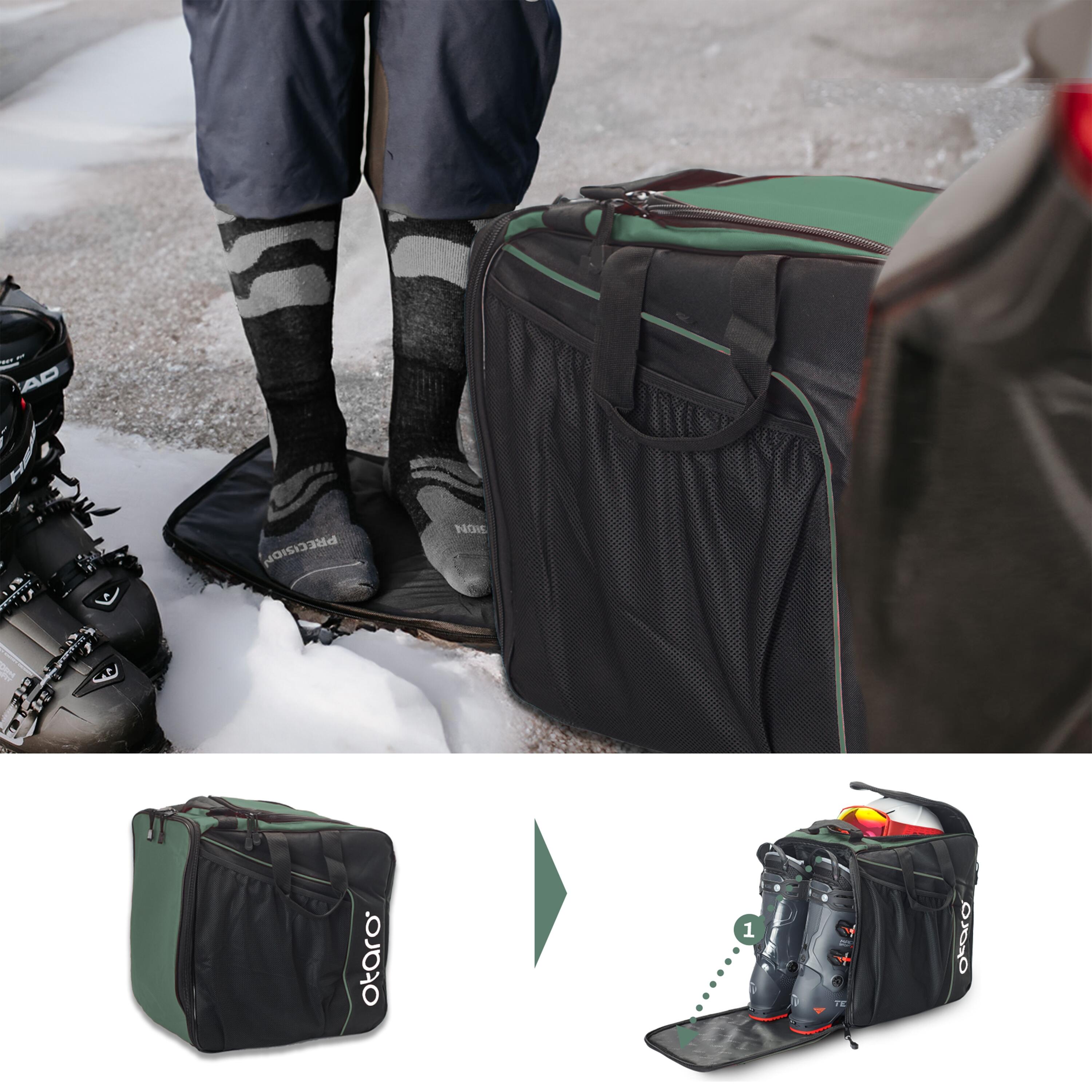 Skischuhtasche mit Helmfach, Schultergurt & Aufstandfläche | Classic 44L Grün 3/7