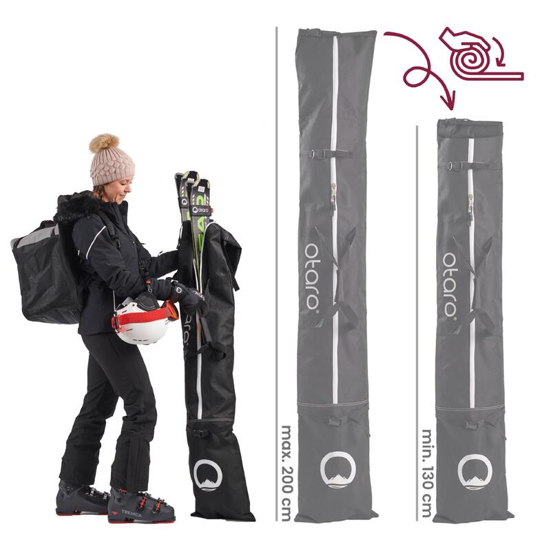 Bolsa de Ski com alça de ombro 200 cm comprimento ajustável | Preto para 1 par