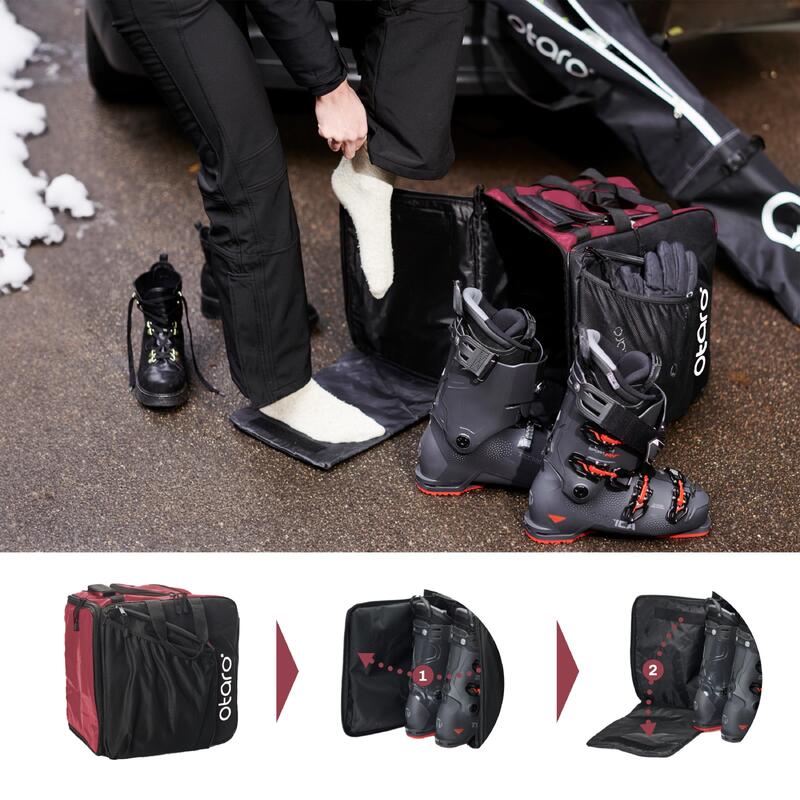 Housse Ski pour 1 paires + Sac chaussure ski  (PRO SET | 57 L & 76 L) - Bordeaux