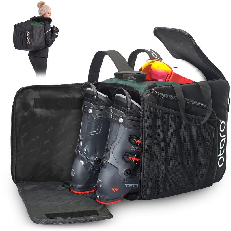 Skischuhtasche mit Schuhfach & Rucksackträger | Pro 57L Tannengrün