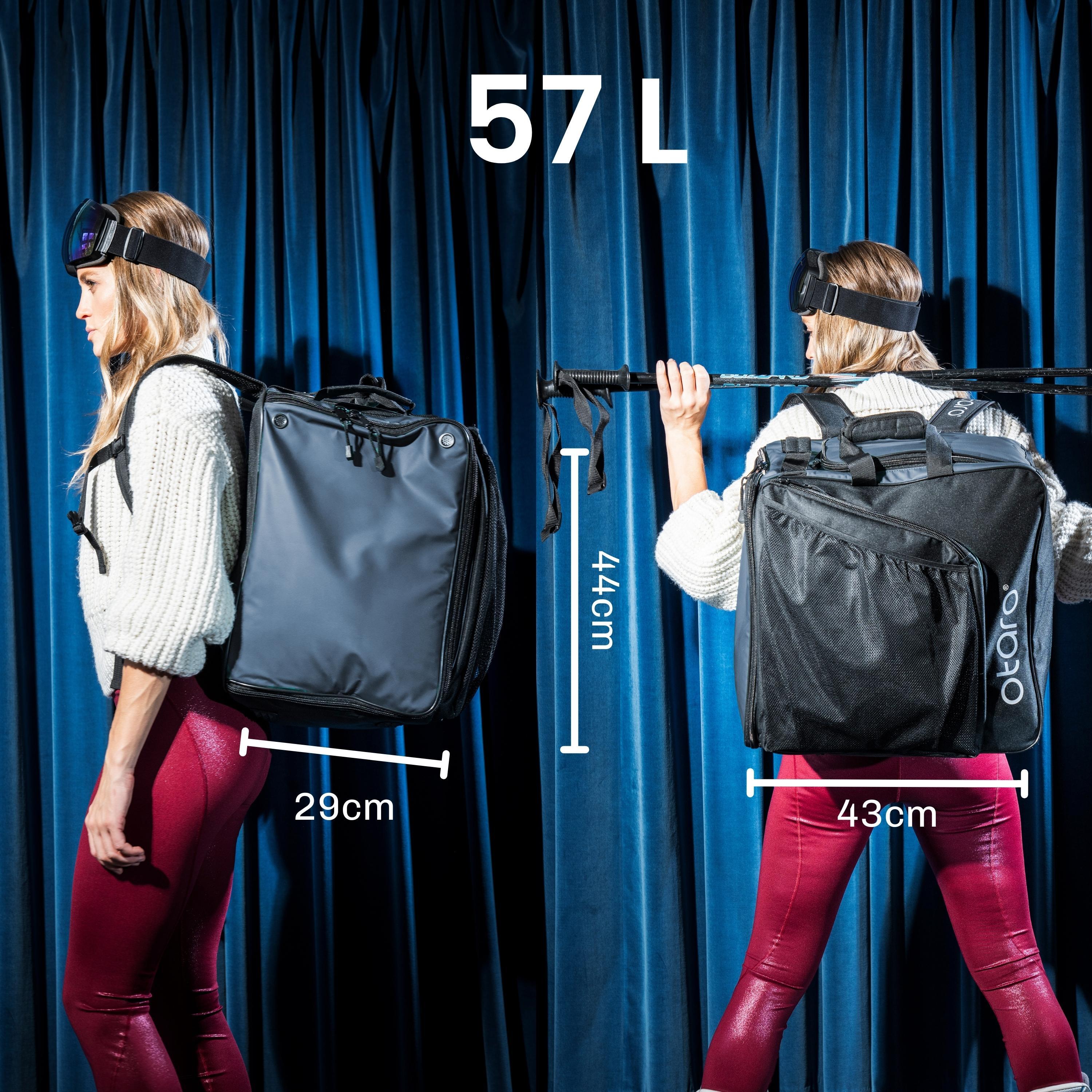 Skischuhtasche mit Helmfach, Rucksackträger & Aufstandfläche  | Pro 57L Grau 2/7