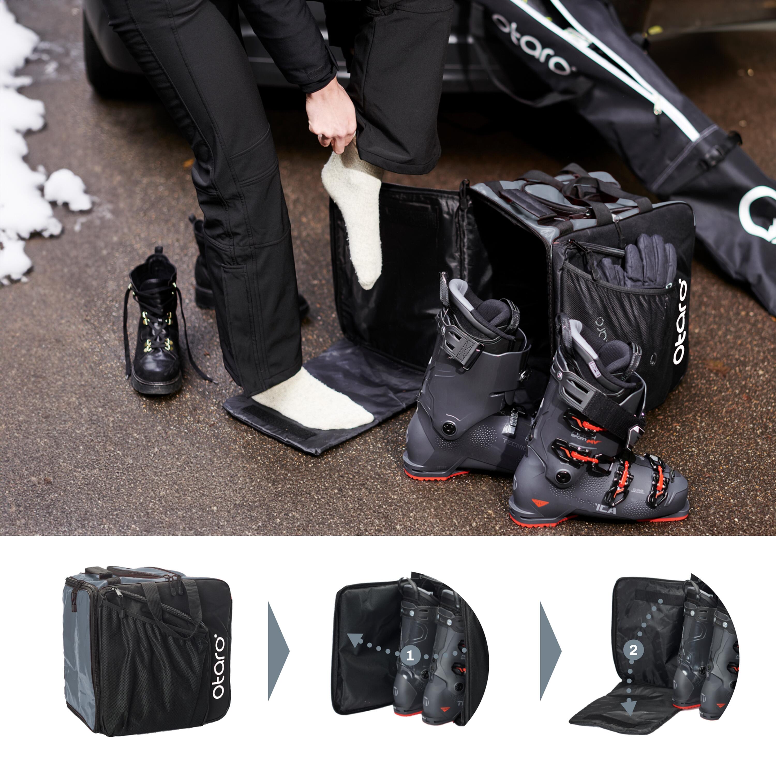 Skischuhtasche Pro 57L + 200cm Skitasche für 1 Paar | SET Felsgrau 4/7