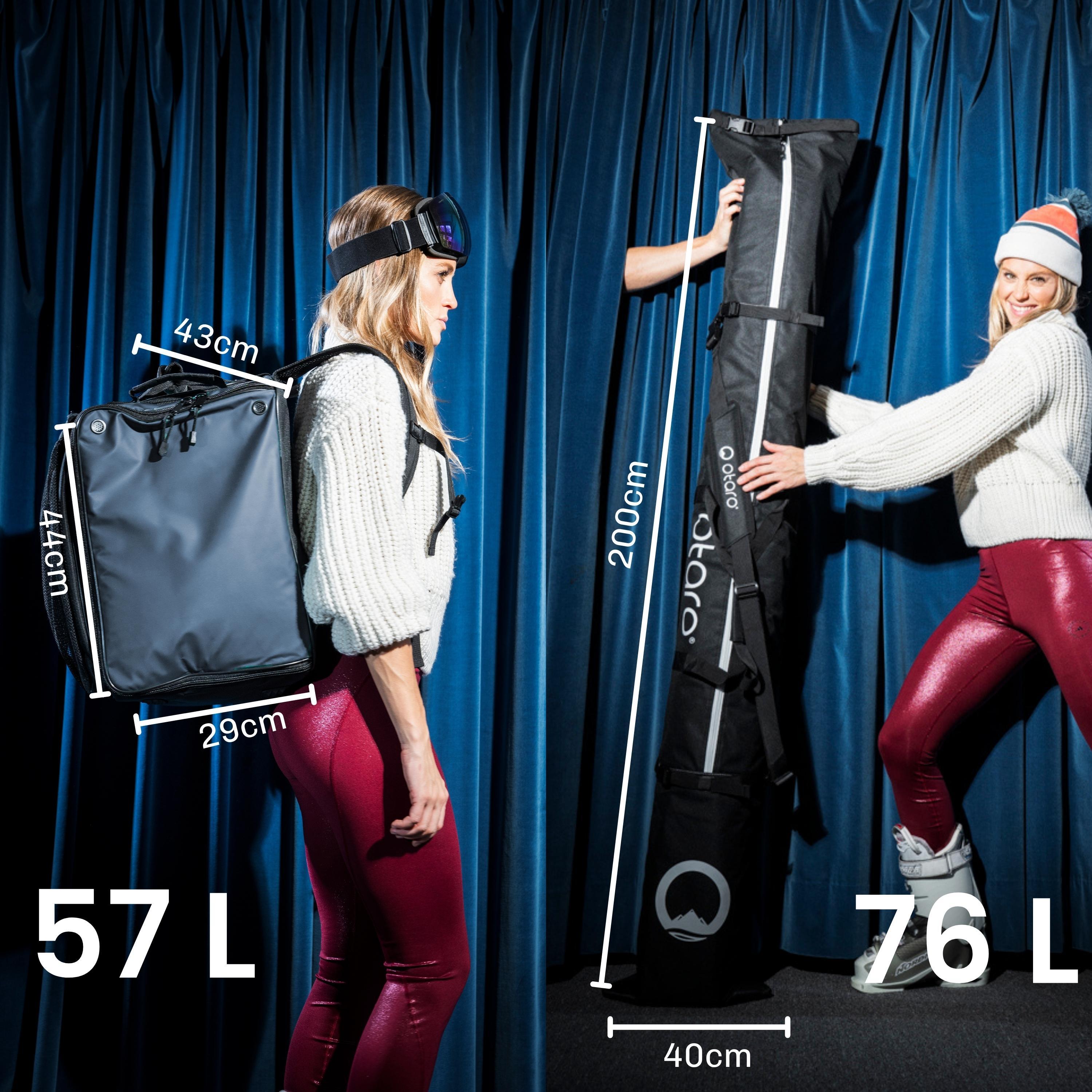 Skischuhtasche Pro 57L + 200cm Skitasche für 1 Paar | SET Felsgrau 2/7